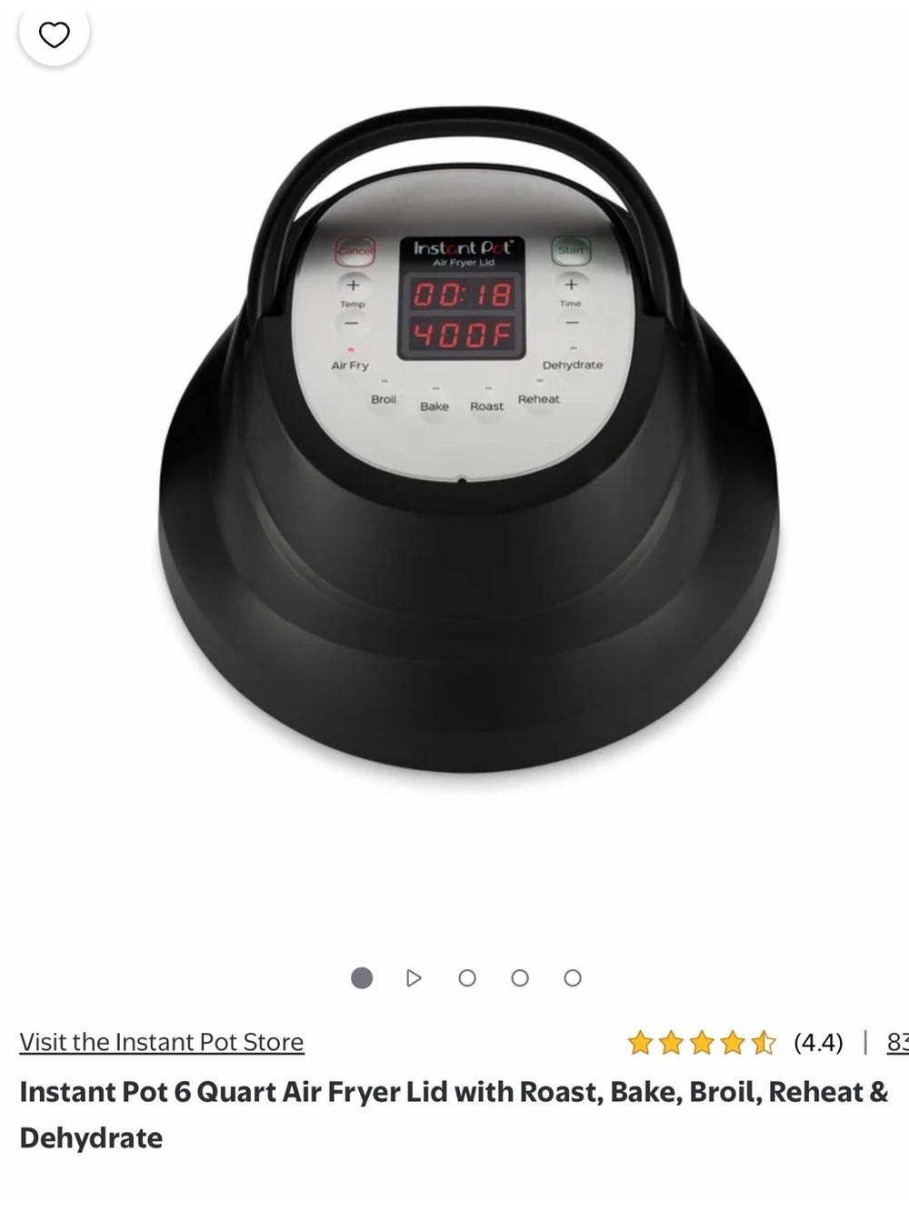 6-Quart Air Fryer Lid - Black